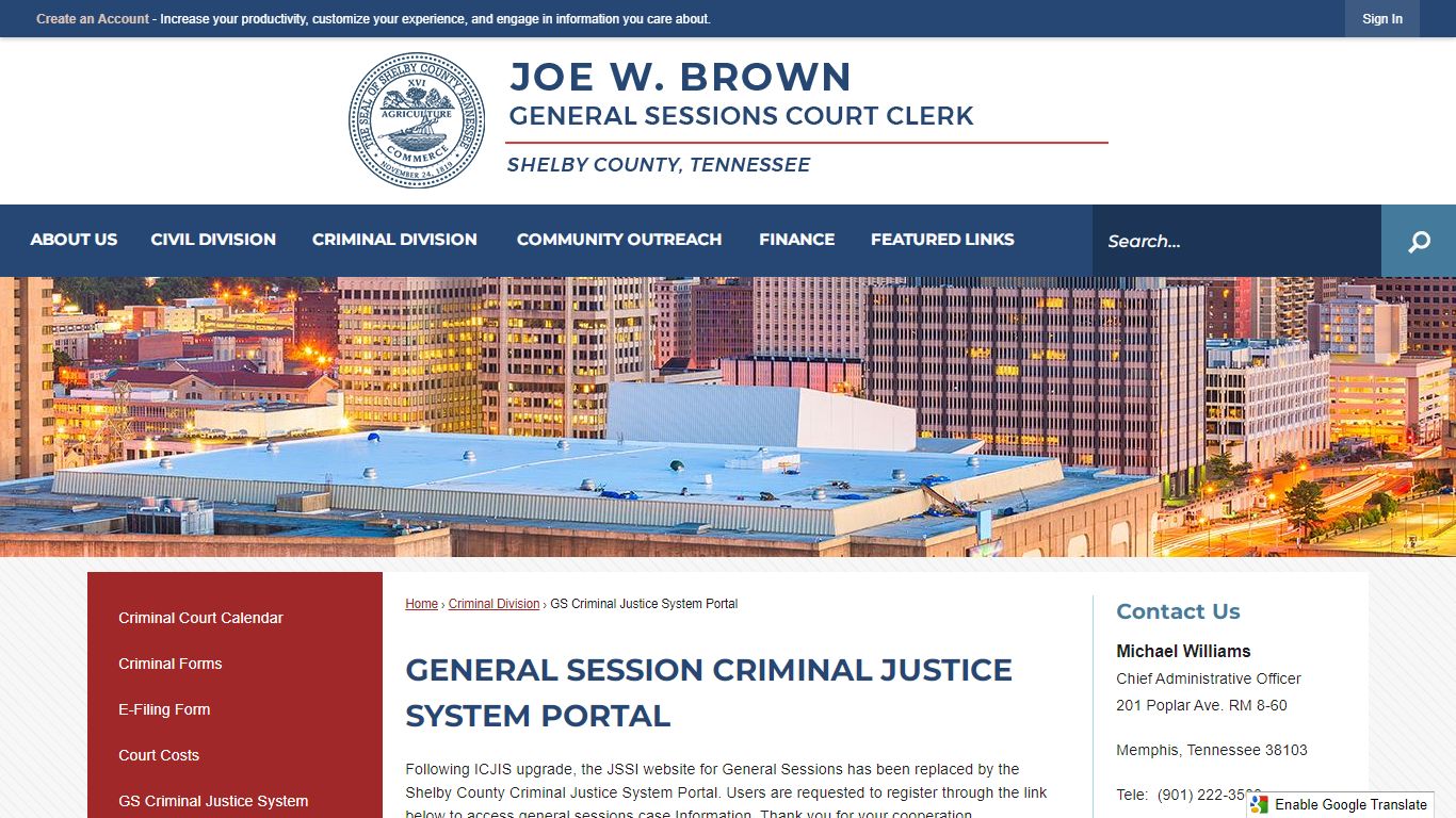 General Session Criminal Justice System Portal